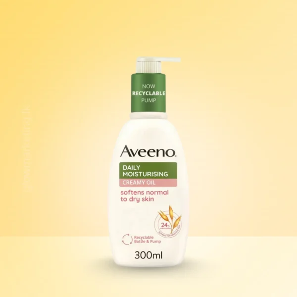 Aveeno Creamy Oil Sri Lanka 300ml hydrates dry skin with oat & almond oil. Lightweight, fast-absorbing, and non-greasy — perfect for daily use.