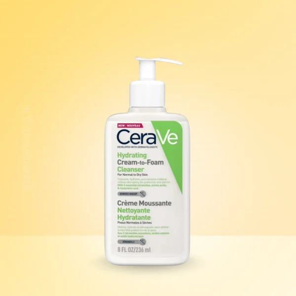 CeraVe Hydrating Cleanser Cream to Foam Face Wash