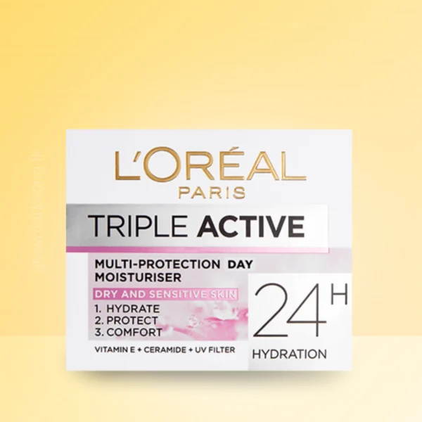 Loreal Triple Active Day Cream Moisturizer for Sensitive Skin 50ml
