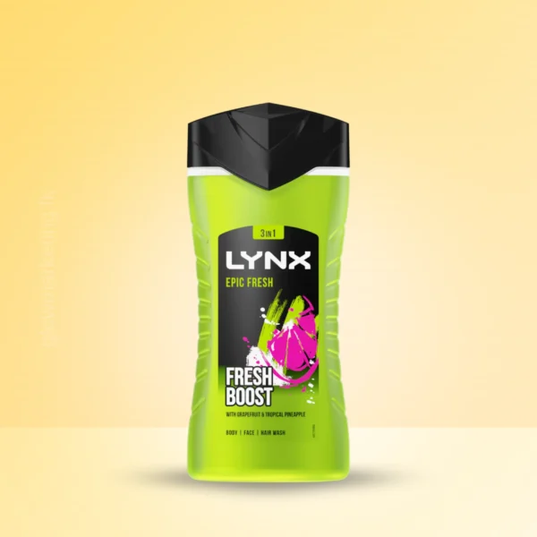 Lynx Epic Fresh Shower Gel for Men 225ml – Long-lasting freshness, energizing fragrance, daily body wash for men.