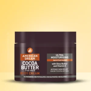 American Dream Cocoa Butter Mens – Hydrating body cream with Cocoa Butter, Shea Butter, and Vitamin E for men’s dry skin.
