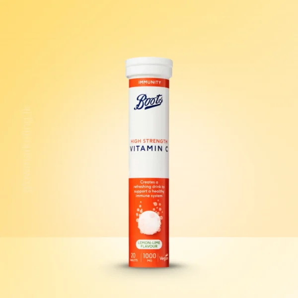 Boots High Strength Vitamin C Tablets Lemon & Lime 1000mg – 20 Effervescent Tablets for Immune Support