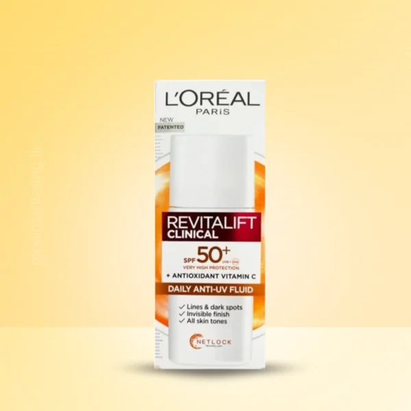 Revitalift Vitamin C UV Fluid SPF 50+ 50ml sunscreen brightening face cream by L’Oréal Paris