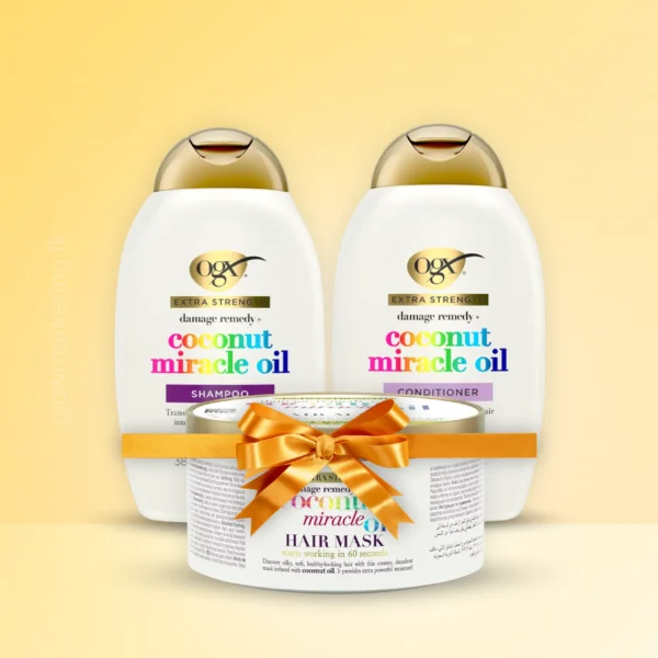 OGX Coconut Miracle Oil Combo Pack – Shampoo, Conditioner & Hair Mask for dry, damaged, and frizz-prone hair in Sri Lanka