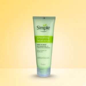 Simple Smoothing Facial Scrub 75ml tube – gentle exfoliating face scrub with rice granules for soft, radiant skin