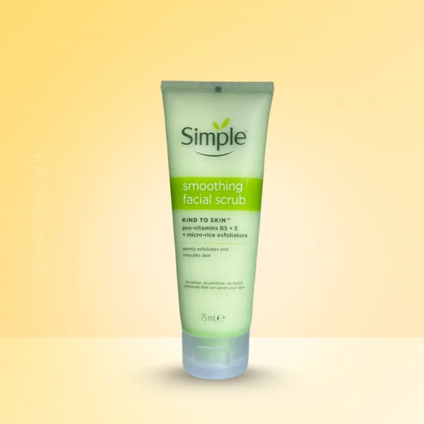 Simple Smoothing Facial Scrub 75ml tube – gentle exfoliating face scrub with rice granules for soft, radiant skin