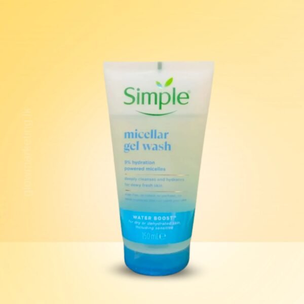 Simple Micellar Gel Face Wash 150ml – Hydrating facial cleanser for dry and sensitive skin, gently removes makeup and dirt without over-drying.
