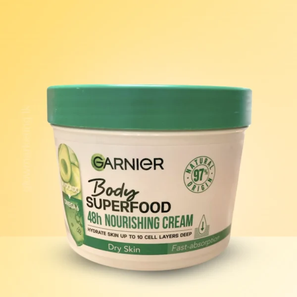 Garnier Avocado Nourishing Body Cream 380ml – 48h nourishing moisturizer for dry to very dry skin with avocado oil and omega 6.