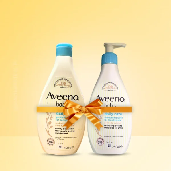 Aveeno Baby Daily Care Combo Pack – Baby Bath Wash and Moisturising Lotion 400ml + 250m