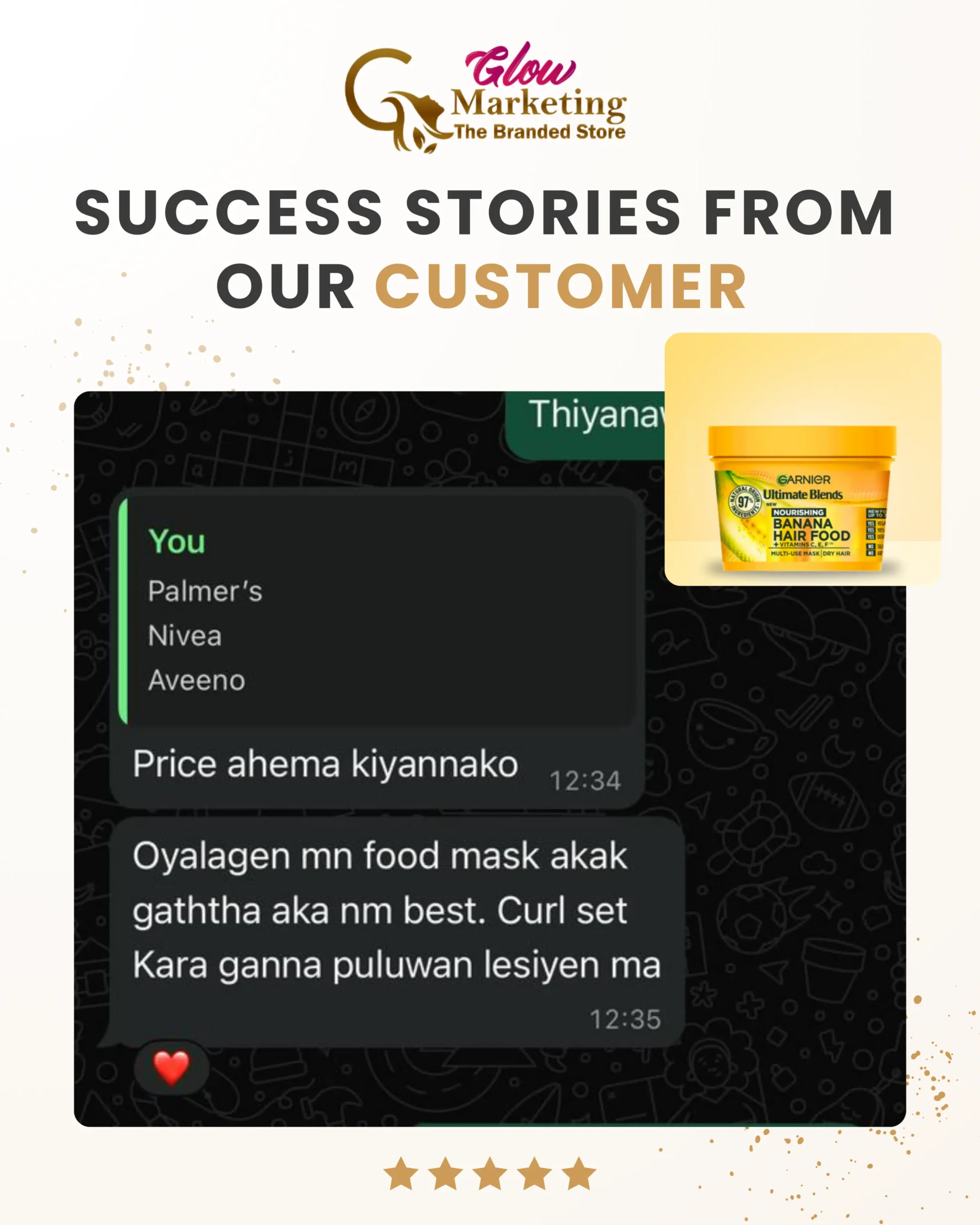 Careers Customer showing skin improvement after using Banana 3-in-1 Hair Food